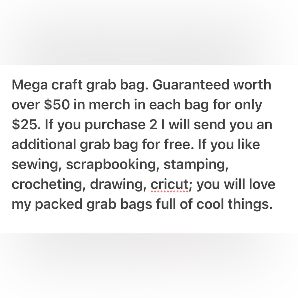 1 surprise craft grab bag worth over $50 dollars for only $25.